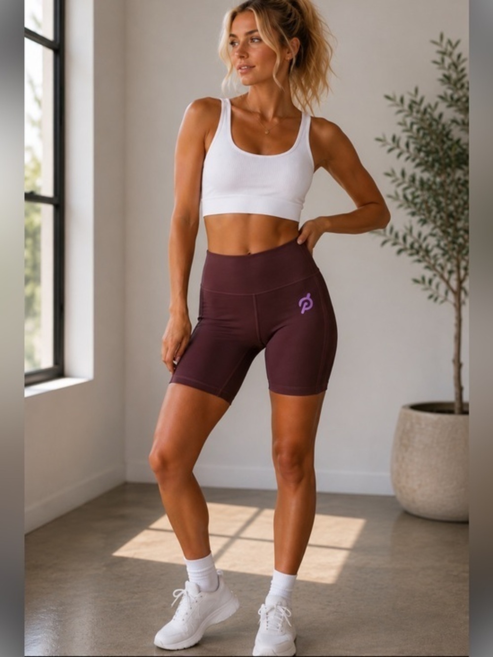 Peloton High Waist Biker Shorts Black Purple Logo Women’s XS